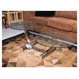 Modern Double Round Coffee / Cocktail Table with Glass Top (there is also a matching end table)