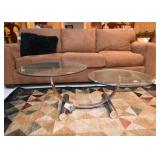 Modern Double Round Coffee / Cocktail Table with Glass Top (there is also a matching end table)
