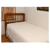 Twin Bed with Wood Headboard, Mattress, Box Spring