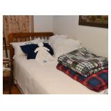 Twin Bed with Wood Headboard, Mattress, Box Spring