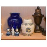 Bookends, Blue Glass Vase, Ginger Jar, Dutch Salt & Pepper Shakers