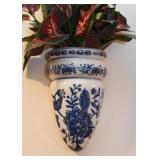 Blue & White Pottery Wall Pocket