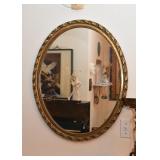 Oval Brass Framed Wall Mirror