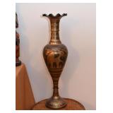 Brass Floor Vase with Elephant