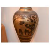 Brass Floor Vase with Elephant