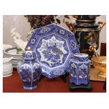 Fine China Plate (Peacock), Ginger Jars  (Peacock plate is SOLD)