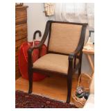 Wood Armchair with Neutral Upholstery
