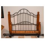 Wood & Metal Bed (Headboard, Foot Board & Frame)