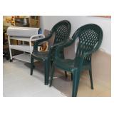 Green Plastic Patio / Garden Chairs (2)