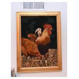 Framed Persian Tabriz Carpet Artwork / Wall Hanging (Chickens)