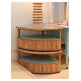 Pair of Vintage Bamboo Curved Corner End Tables