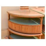 Pair of Vintage Bamboo Curved Corner End Tables