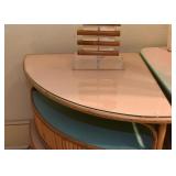 Pair of Vintage Bamboo Curved Corner End Tables