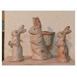 Vintage Paper Mache / Pulp / Pressed Cardboard Easter Bunny Figurines & Candy Container