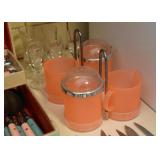 Pair of Tangerine Plastic Creamer & Sugar Sets