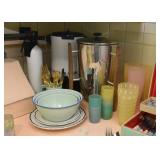 Coffee Percolators / Servers, Mixing Bowls, Vintage Plastic Cups