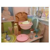 Colorful Plastic Kitchenware & Stemware, Wooden Lazy Susan 