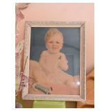 Vintage Framed Baby Portrait Picture