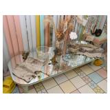 Low Profile Cocktail Table with Glass Top, Teal Painted Base