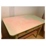 Vintage Painted (Pink & Teal) Table with Drawers