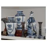 Asian / Chinese Ceramics - Blue & White Vases, Figurine, Studio Pottery Candlesticks