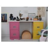 Colorful Desk made from File Cabinets