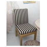 Pair of Black & White Striped Side Chairs