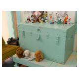 Teal Painted Steamer Trunk