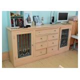 Vintage Sideboard / Cabinet with Leaded Glass Doors