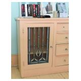 Vintage Sideboard / Cabinet with Leaded Glass Doors