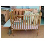 Vintage Baby Crib, Bed Linens, Pillows