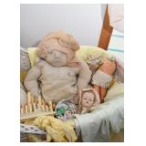 Soft Sculpture Doll, Vintage Doll Parts, Electric Candelabras