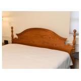 King Size Bed - Oak Headboard, Mattress & Boxspring