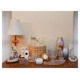 Home Decor - Glass Table Lamp, Vases, Trinket Boxes