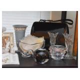 Vintage Handbag, Wedgwood Vase, Glassware, Candle Holders