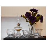 Glassware - Oil Lamp, Vases & Bowls