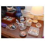Figurines, Vases, Jewelry Boxes, Glassware & Crystal Table Lamp, Etc.