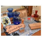 Glassware, Vases & Dishes, Trinket Boxes, Wooden Signs, Pottery , Etc.