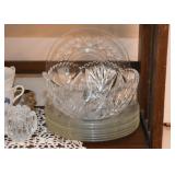 Cut Crystal Bowl, Glass Dessert Plates