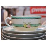 Set of Hand Painted China Dessert Plates & Teacups (Japan)