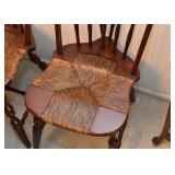Set of 6 Spindle Back Dining Chairs with Rush Seats (1 Captain
