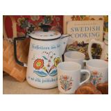 Swedish Enamelware Teapot & Mugs