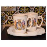 Souvenir Queen Elizabeth Coronation Mugs & Dish