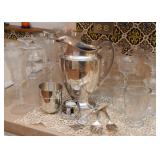 Silver Plate Pitcher, Jefferson Cups, Utensils