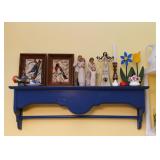 Blue Painted Wall Shelf, Home Decor, Figurines