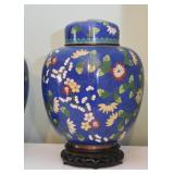 Pair of Chinese Blue Cloisonne Ginger Jars