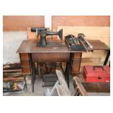 Antique Singer Sewing Machine with Table (Cast Iron Base)