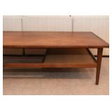 MCM Cocktail / Coffee Table with Rattan Lower Shelf