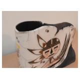 Southwestern Slab Pottery Vessel with Kachina by Joseph Rodriguez (Raku) 