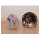 Art Glass Vase, Decorative Metal Plate